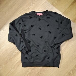 Alexander Mcqueen Black Bird Patterned Sweater